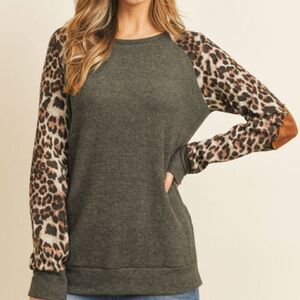 NWT Super Cute Leopard T-shirt with Elbow Patches